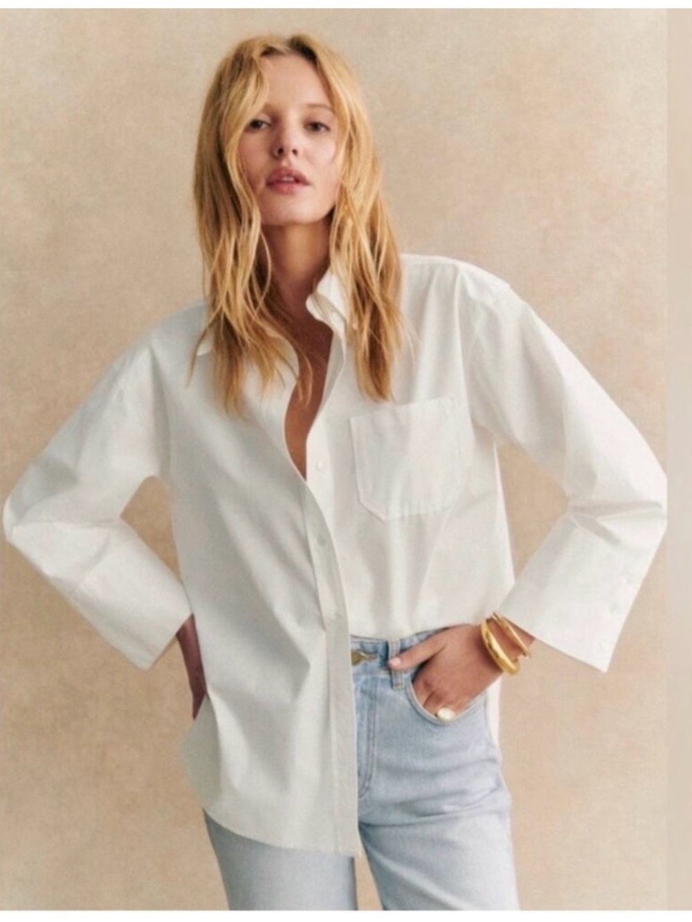 Anine Bing Mika Button Down Shirt XXS White Oversized Capsule Clean Chic Classic